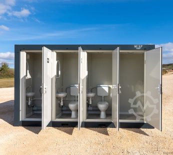 Contenedor sanitario de 3 WC con lavabos